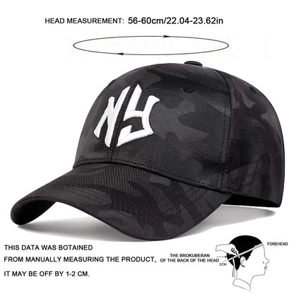 Cappellino da baseball con ricamo di lettere in stile mimetico, cappellino snapback primaverile-autunnale, cappellino sportivo casual regolabile, cappellino protettivo dal sole