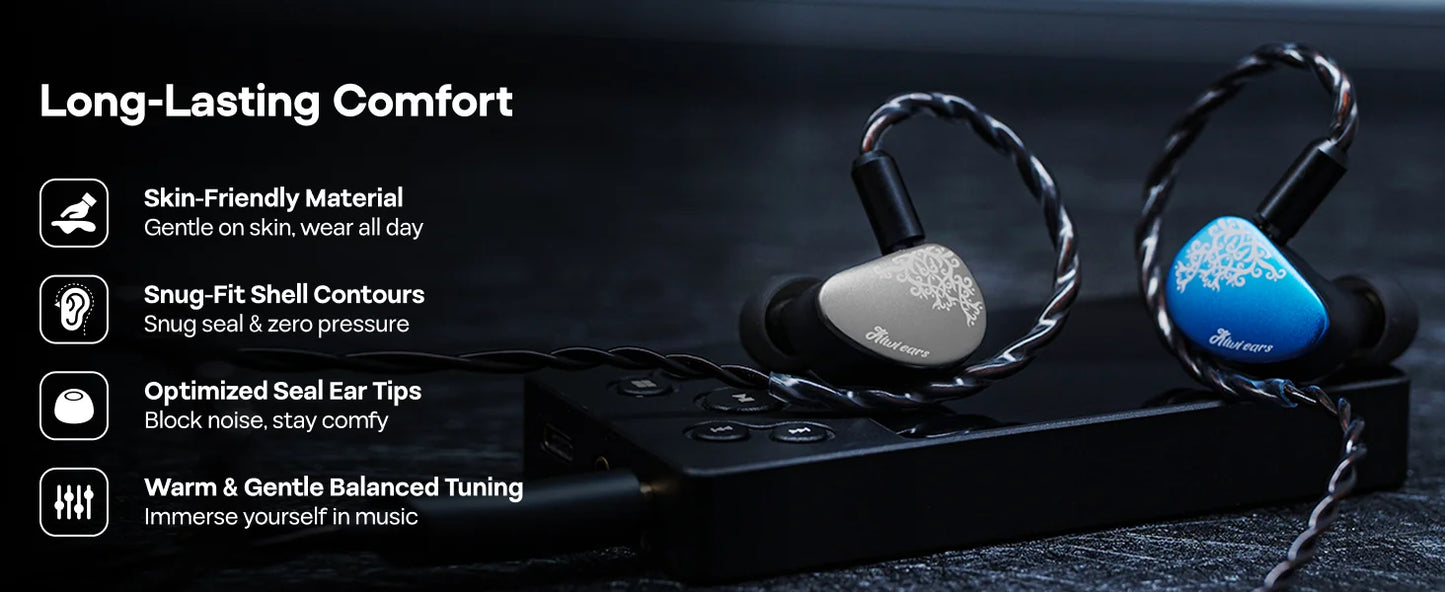 Auriculares HiFi IEM Linsoul Kiwi Ears Cadenza II con driver dinámico de titanio de 10mm, KARS 2.0 y cable desmontable