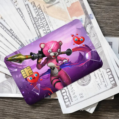 Autocolantes de cartões de jogo Fortnite Cuddle Team Leader para cartões bancários, película protetora impermeável, presente surpresa