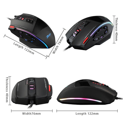 ZELOTES C13 Wired Gaming Mouse 10000 DPI RGB Programmable Gaming Mouse with 13 Buttons for PC & Laptop