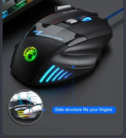 IMICE X7 Optical Gaming Mouse, Wired RGB Gaming Mouse with Adjustable DPI, Ergonomic Anti-Slip Design, 7 Programmable Buttons for PC & Laptop