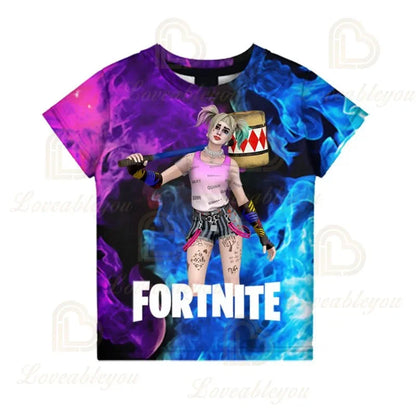 T-shirt infantil 3D Fortnite Victory Game – roupa de bebé Harajuku, top fofo de herói Battle Royale para meninos e meninas