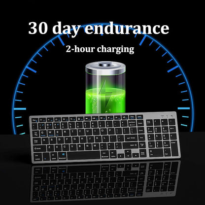 Teclado inalámbrico de doble modo Bluetooth 5.0 y 2,4 GHz, recargable, con 102 teclas; teclado inalámbrico multidispositivo para MacBook, ordenador portátil, tableta y PC