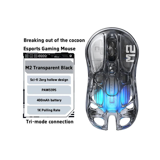 GravaStar M2 Wireless Gaming Mouse PAW3395 26,000 DPI, Magnesium Alloy Tri-Mode Bluetooth, 2.4GHz & Wired RGB Gaming Mouse