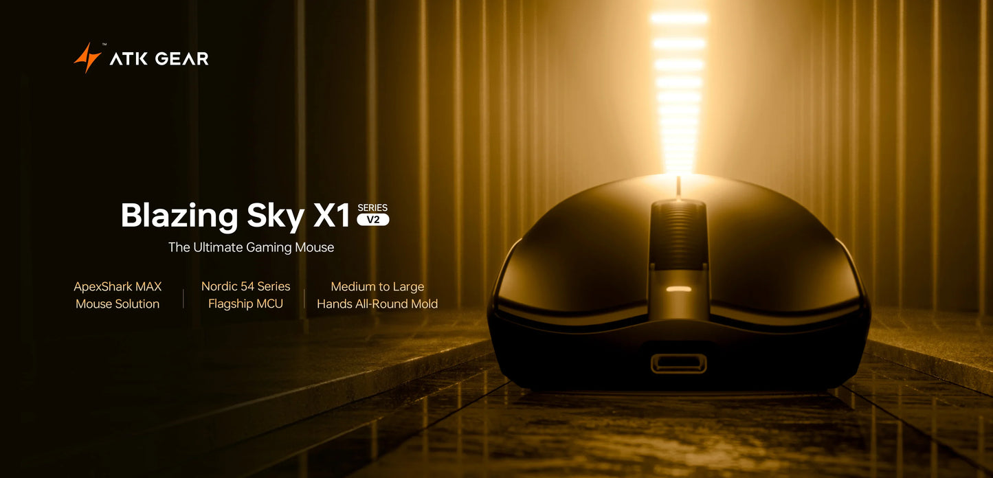 ATK Blazing Sky X1 V2 Ultimate Dual Mode -langaton hiiri, kevyt PAW3950 Ultra Dual 8K HZ, matala viive, mukautettu ergonominen hiiri