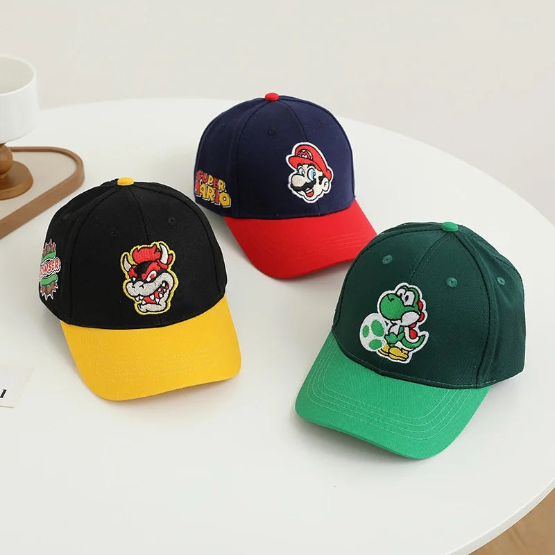 Yoshi Bowser Luigi Super Mushroomi Duckbill Cap Baseball Cap Cartoon Patterned Mesh Cap Summer-appropriate hats for kids Trendy