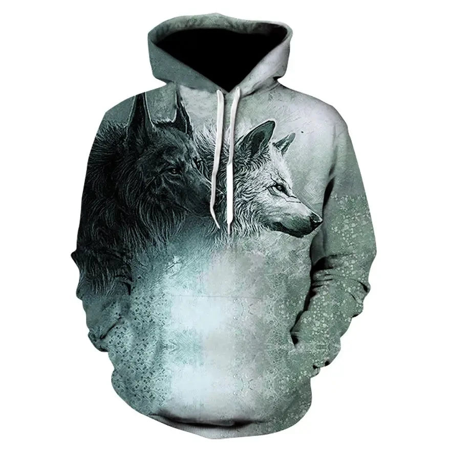 Anime-Sweatshirt mit wildem Wolfskopf, 3D-bedruckter Hoodie für Herren/Damen, modische Harajuku-Kleidung für Kinder und Herren-Mantel