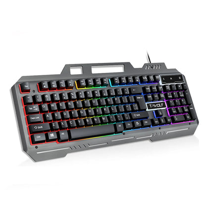104 Keys Gaming Keyboard and Mouse Combo with RGB Backlit, All-Metal Panel Waterproof Light Up, USB Wired Computer Keyboards Gaming
