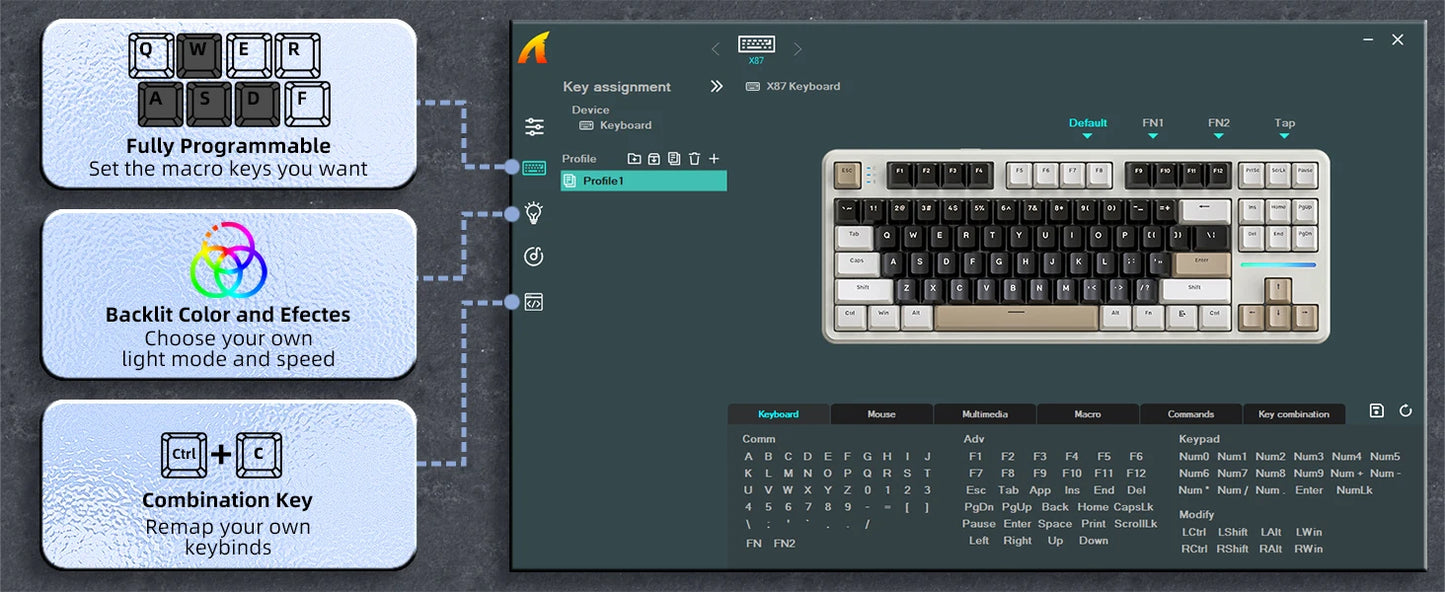 ATTACK SHARK X87 kabellose mechanische Gaming-Tastatur, Tri-Mode BT5.0/2.4GHz/USB-C, Gasket, Hot-Swappable Custom Keyboard, vorglubriziert