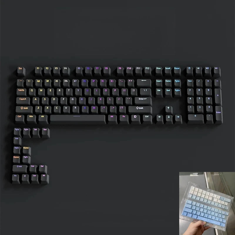 133+ Tasten OEM-Profil Gradient-Keycaps für mechanische Gaming-Tastatur mit Cherry MX Switch, PBT, hintergrundbeleuchtet, RGB-Keycap, ISO-Layout Keycaps