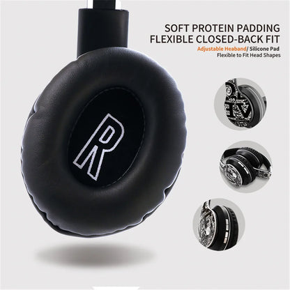Wireless Bluetooth 5.0 Headphones Over Ear Headest Graffiti Design Foldable Headphone with Mic Hi-Fi Stereo For phone pc laptop
