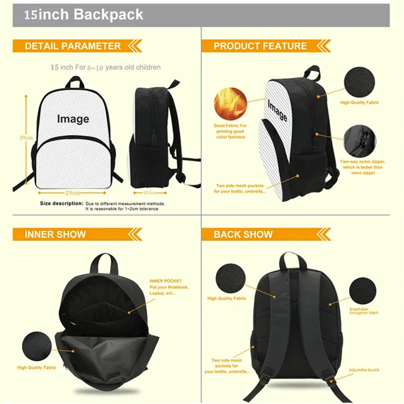 15 Inch Fortnite Cartoon Backpack Unisex for Boys Girls with Front Pocket Lightweight Student School Bookbag Large Capacity