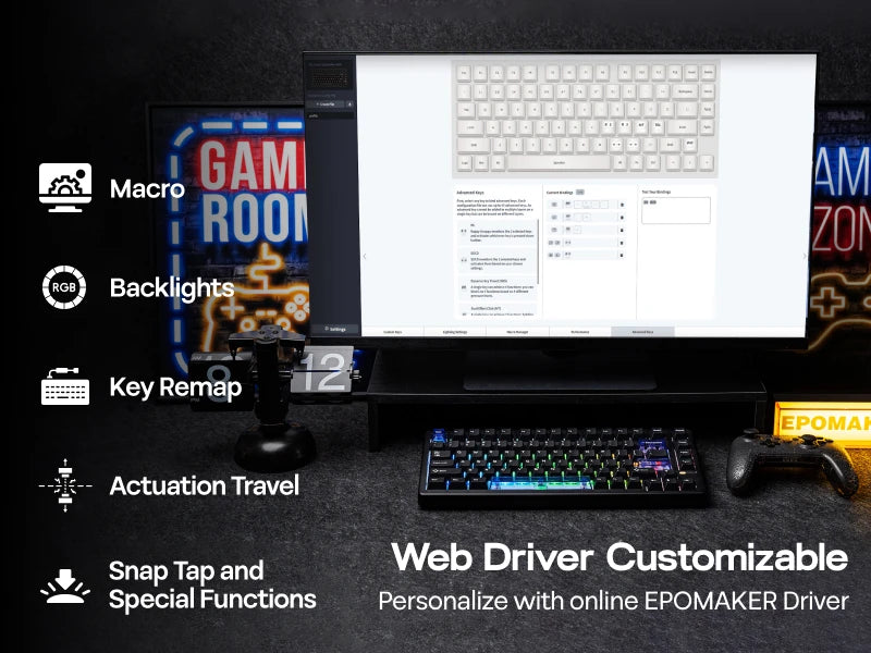 EPOMAKER HE80 75% US QWERTY Layout Hot-Swap Creamy Gasket Wired Hall Effect Magnetic Mechanical Keyboard DKS SOCD for PC/Mac