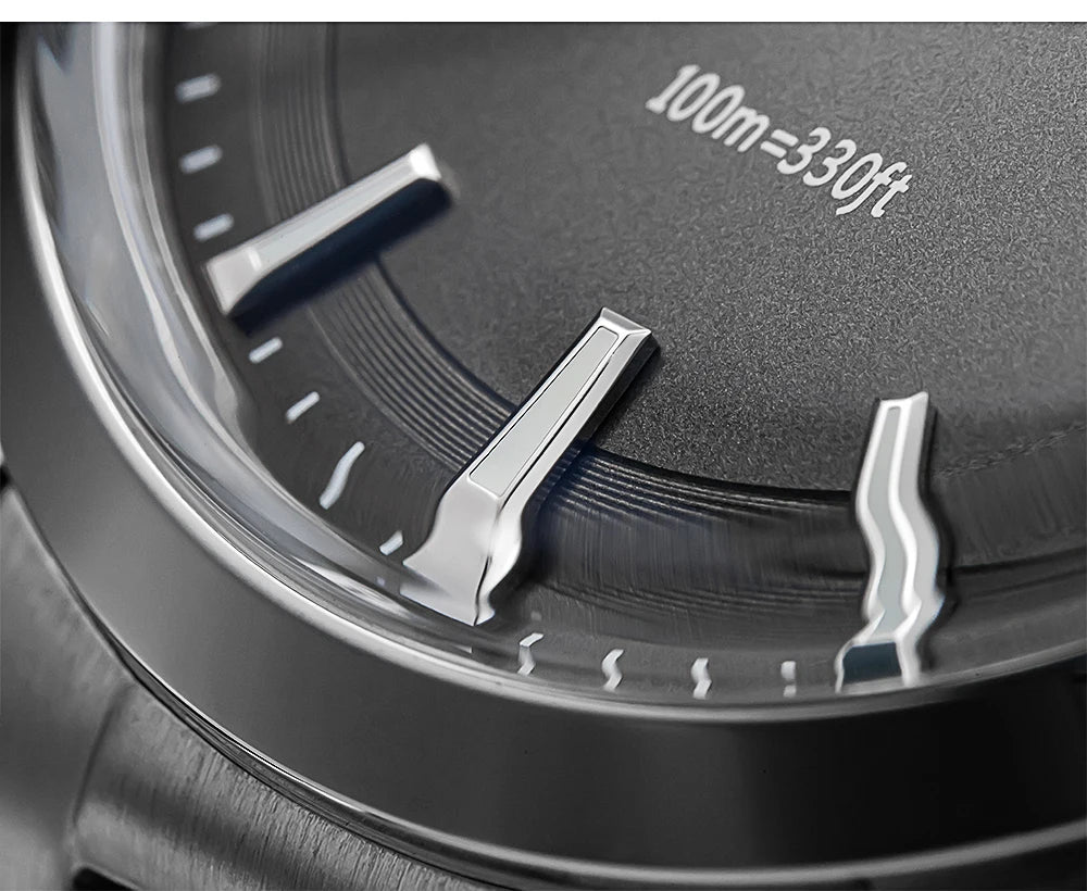 ADDIESDIVE herenhorloge van staal, luxe uitvoering, voorzien van een gewelfd glas, een quartz uurwerk en een blauwe lichtgevende coating BGW9; waterdicht tot 100 ATM, analoge weergave – Model AD2066