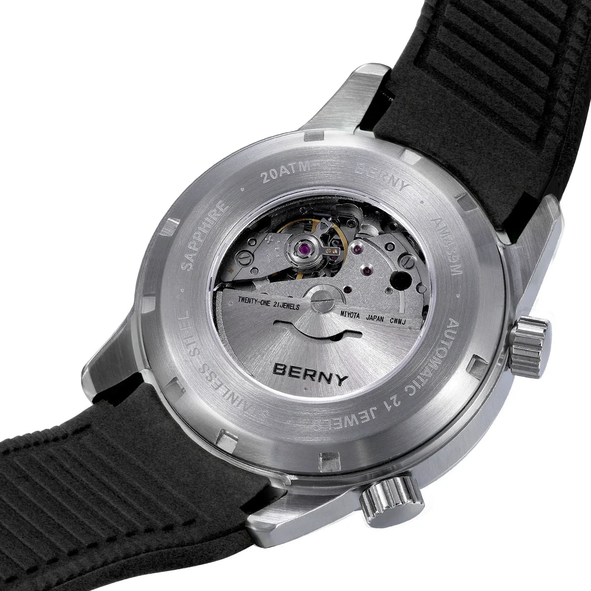 BERNY Men's Dive Watches 200M Waterproof Super Luminous Automatic Mechanical Diver Watch 42mm Sapphire Swim Diving Wristwatch