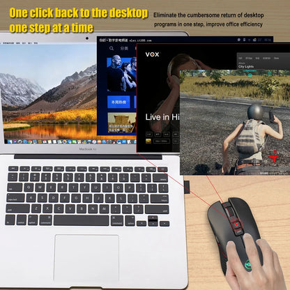 Rechargeable 2.4G USB-C Wireless Gaming Mouse, 3600 DPI Ergonomic Silent Wireless Mouse with 7 Buttons for MacBook, Laptop & PC