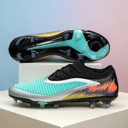 Football Shoes Men Quality Outdoor Training Soccer Boots Black White Long Spike Suitable for Teenager Boys Big Size