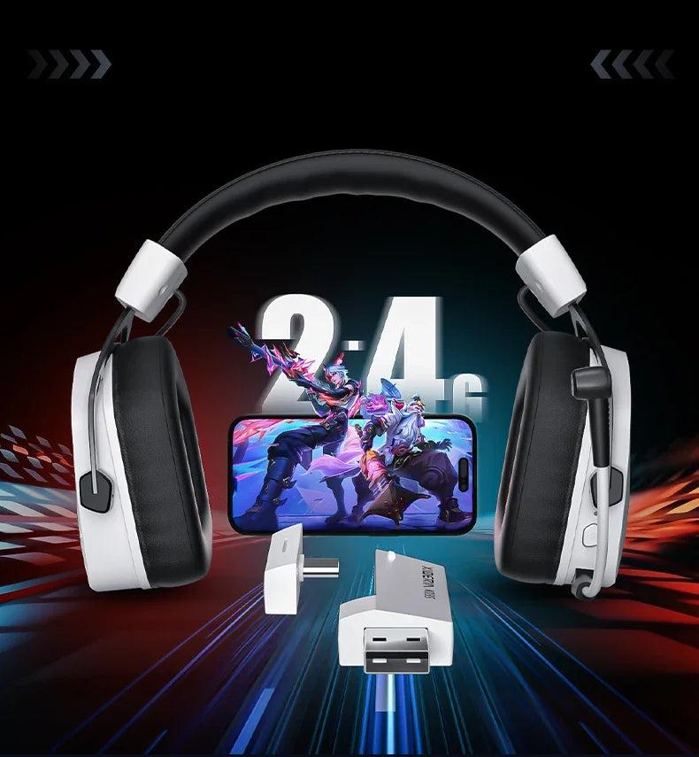 XIBERIA Wireless Gaming Headphones K03S Pro 7.1 Surround Sound Headset with Mic, Low Latency 2.4GHz Gamer Headphones, Long Battery Life Gaming Headset