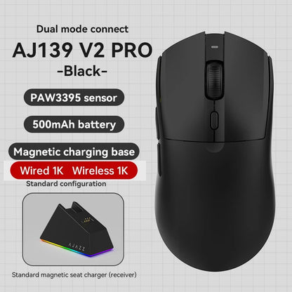 Mysz bezprzewodowa AJAZZ AJ139Pro/AJ139V2MC z chipsetem PMW3395/PAW3311, 12000–26000Dpi, profesjonalna mysz gamingowa