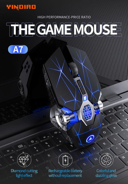 Rechargeable 2.4G Wireless Mouse 1600 DPI Silent Optical Mouse for Laptop, PC, MacBook, USB Wireless Computer Mouse with 6 Buttons