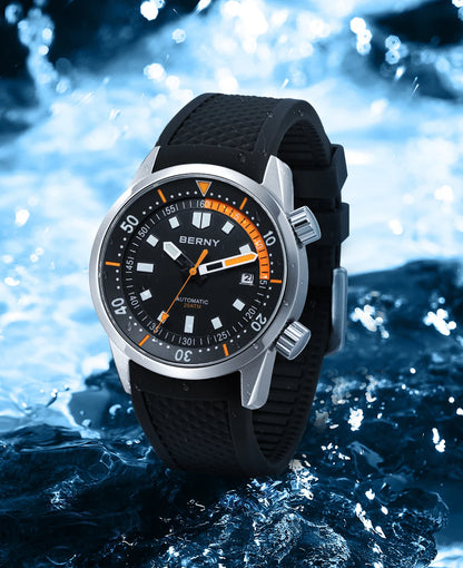 BERNY Men's Dive Watches 200M Waterproof Super Luminous Automatic Mechanical Diver Watch 42mm Sapphire Swim Diving Wristwatch