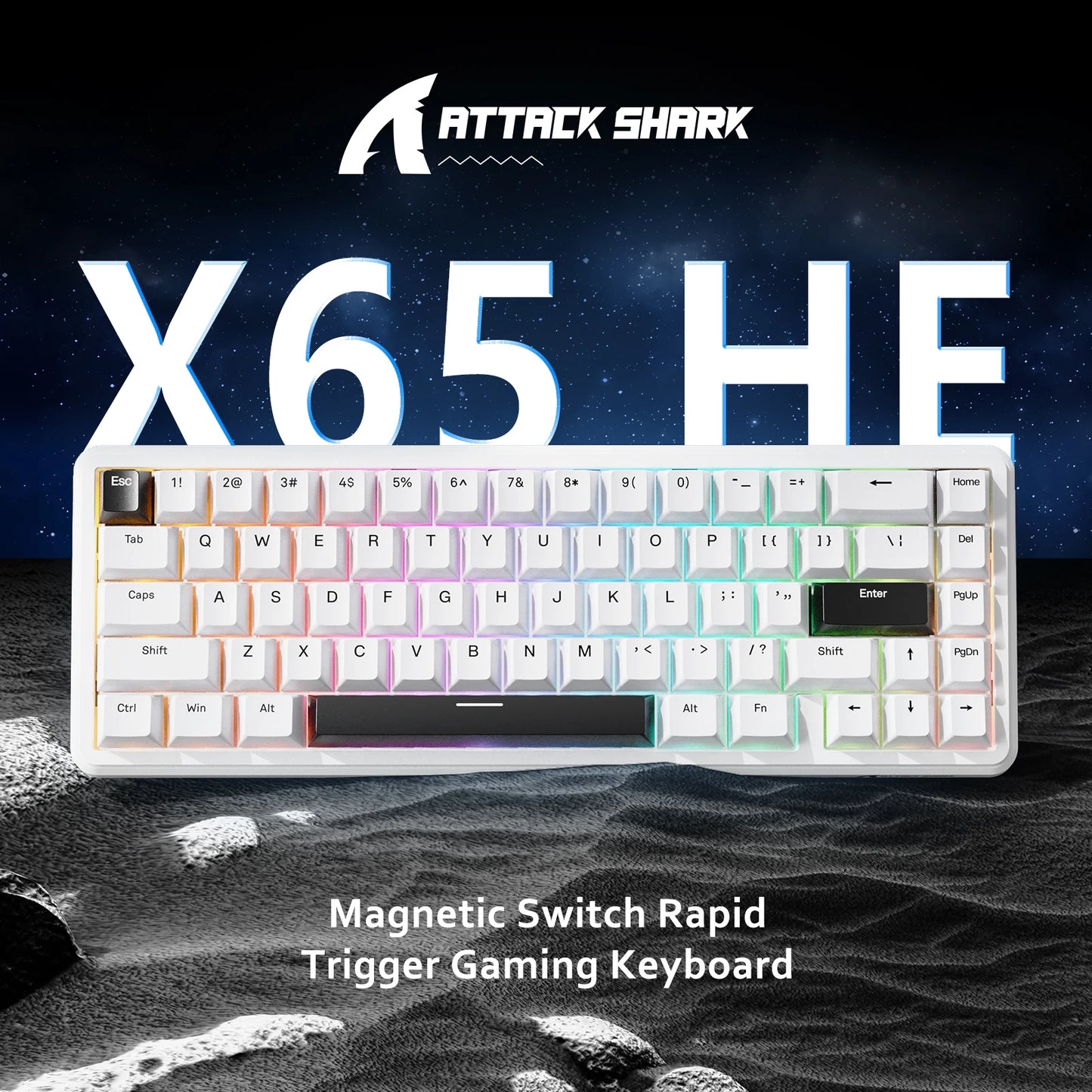 ATTACK SHARK X65 HE Magnetic Switch Rapid Trigger Keyboard, 65% Wired Gaming Keyboard with 8000Hz Polling Rate, Hall Effect RGB Mechanical Keyboard