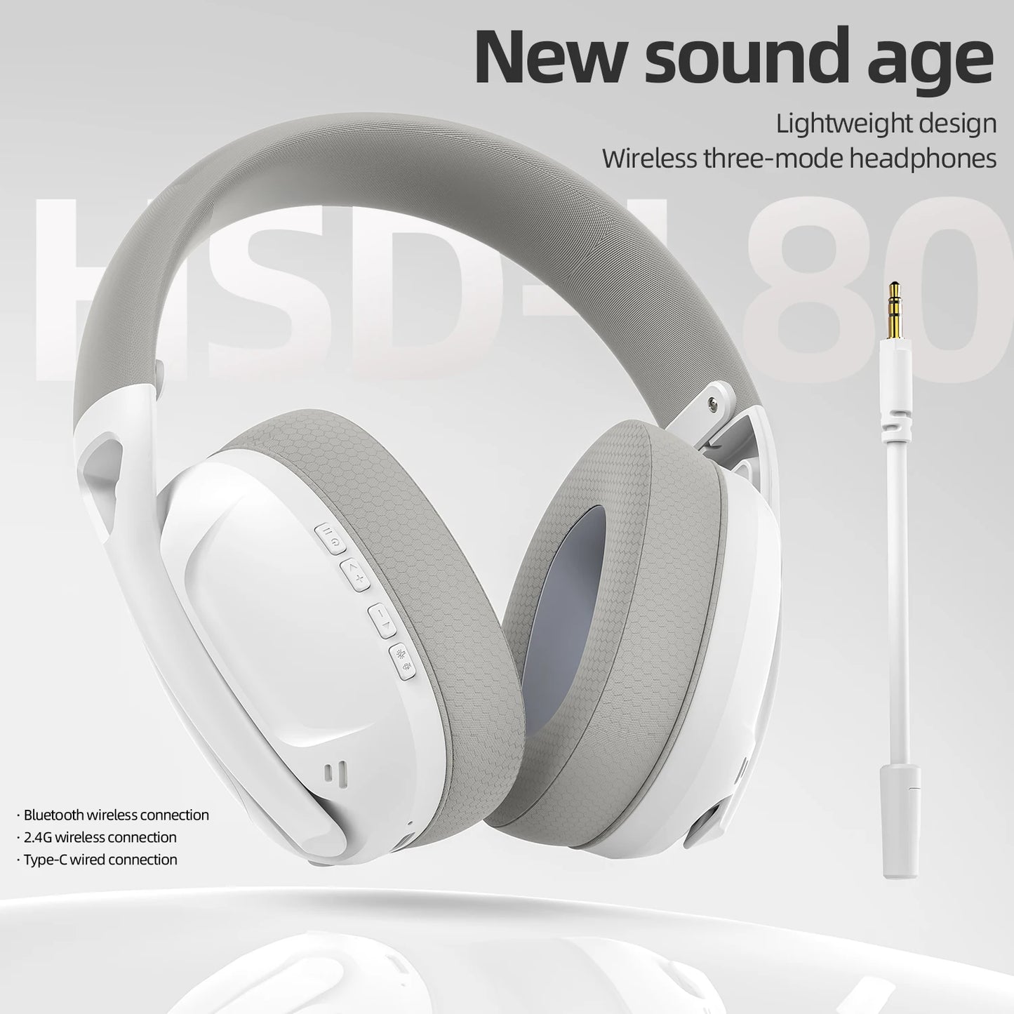 SMAILWOLF L80 Wireless Gaming Headset Bluetooth 5.0 & 2.4GHz Triple-Mode Gaming Headphones with Microphone for PC, Laptop, PS5 & Mobile