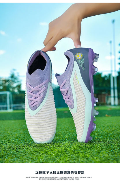 Męskie buty piłkarskie, sportowe buty do piłki nożnej, buty z kolcami do użytku na świeżym powietrzu, dla dorosłych, antypoślizgowe, dla chłopców, z długimi kolcami, treningowe, oddychające, meczowe, wygodne