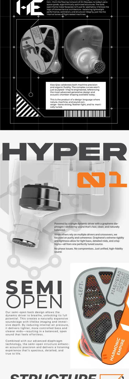 HE XIAOQIAO TANGZU Single Dynamic Driver 1DD Hi-Fi In-Ear Earphones Wired Earbuds with Furukawa OFC Cable for Audiophiles