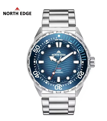 New NORTH EDGE 2026 New TRITON Solar Powered Dive Watch Men Luxury Quartz Watches for Men 316L Stainless Steel Case Waterproof 3