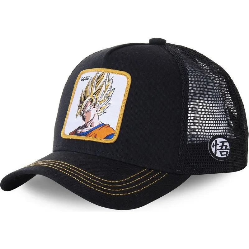 Cappellino da viaggio estivo Dragon Ball Buu Goku per uomo, con visiera, ricamo, stile hip-hop, visiera parasole, regolabile, in rete, tipo "trucker"