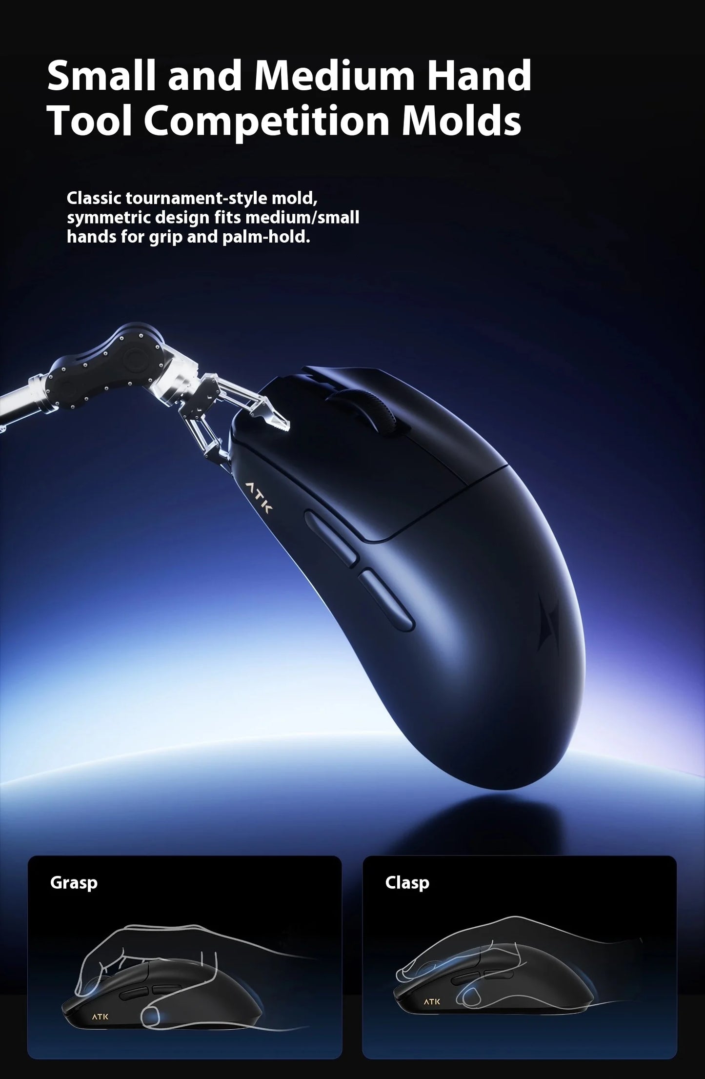ATK Blazing Sky F1 V2 Ultimate Wireless Gaming Mouse, Dual-Mode Lightweight Gaming Mouse with PAW3950 Sensor, Dual 8KHz Polling Rate, Low Latency Ergonomic Gaming Mouse
