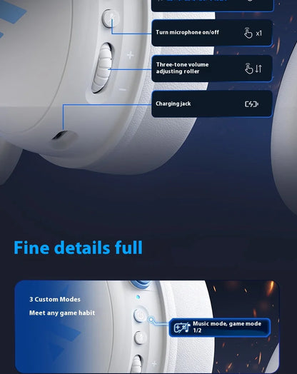 MCHOSE V9 Pro Wireless Bluetooth Headset with Tri-Mode Mic Noise Reduction Dynamic Sound And Low Delay Office And Gaming Gifts