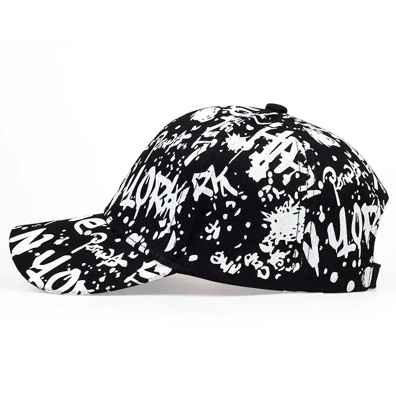 Unisex Letter Graffiti Print Baseball Caps Spring Autumn Outdoor Adjustable Casual Hats Sunscreen Hat