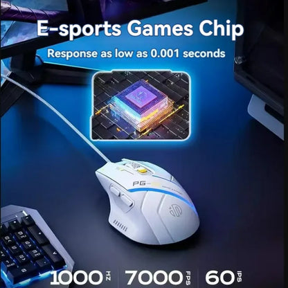 Inphic PG1 Wired Gaming Mouse RGB 12800 DPI Programmable Gaming Mouse with 6 Macro Buttons, 1000Hz Polling Rate USB Computer Mouse