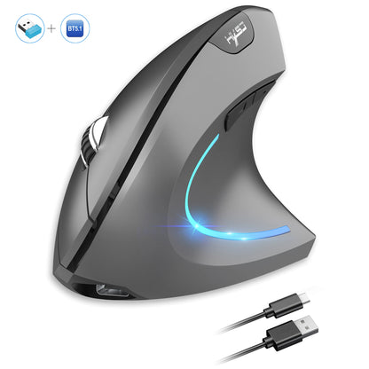 Dual Mode Wireless Vertical Mouse Bluetooth 5.1 Silent Ergonomic Mouse with 6 Buttons, Rechargeable Type-C 2400 DPI Vertical Mouse for Office Laptop PC