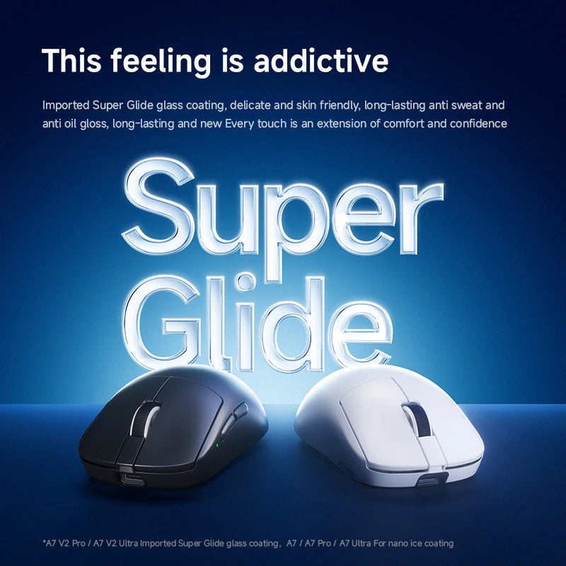 MCHOSE A7 V2 Wireless Gaming Mouse, Tri-Mode Bluetooth 8K Lightweight Esports Mouse with PAW3950 Sensor, 42000 DPI Ergonomic Gaming Mouse