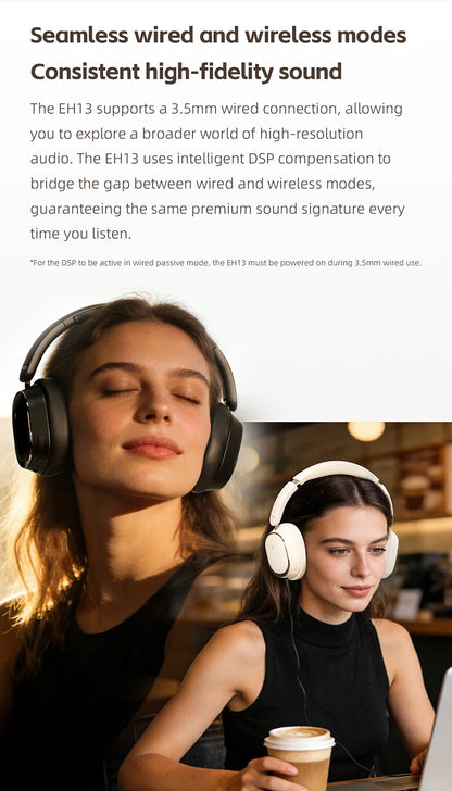 FiiO EH13 Wireless Noise Cancelling Headphones Bluetooth Over-Ear Headphones with Hybrid ANC, 45H Playtime, Travel Gaming Headphones