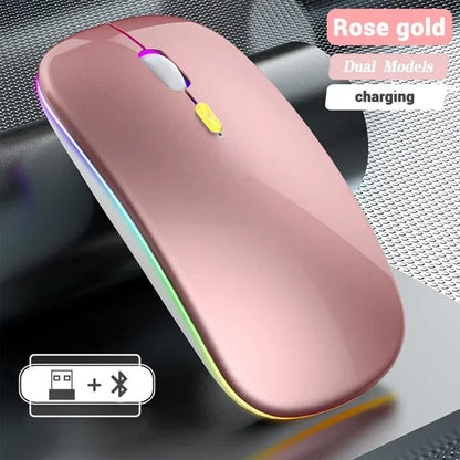 Ladattava langaton hiiri kahdella yhteystilalla, Bluetooth-yhteensopiva 2.4G USB -tietokonehiiri kannettavalle, iPadille, tabletille ja pelikäyttöön