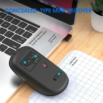 Lenovo Wireless Mouse Bluetooth 2.4G Rechargeable Silent Mouse with Smart Display, Dual Mode Bluetooth Wireless Mouse for Laptop, Desktop & Office