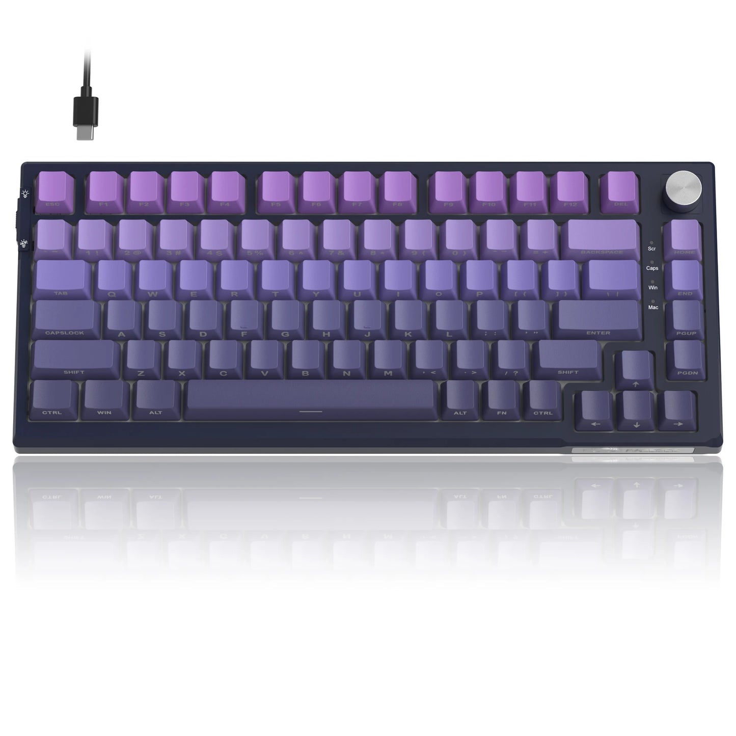 MageGee SKY81 Teclado mecánico gaming 75%, RGB, gasket, hot swappable, con cable, personalizable, sonido cremoso, amortiguación acústica y perilla