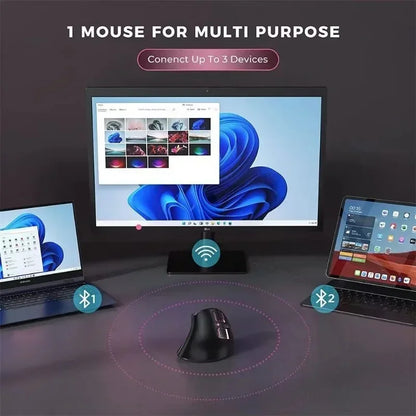 IHOYI Bluetooth Vertical Wireless Mouse Rechargeable Ergonomic Silent Mouse with 2400 DPI, USB 2.4G Wireless Mouse for Laptop & Desktop