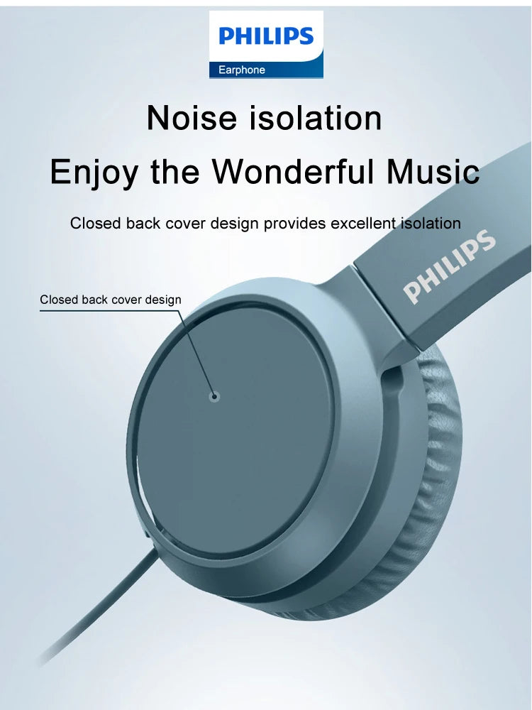 Philips TAH4105 Wired Headphones – HiFi Stereo Deep Bass HD Call Headset with Microphone for Online Learning, Office, Gaming & Sports