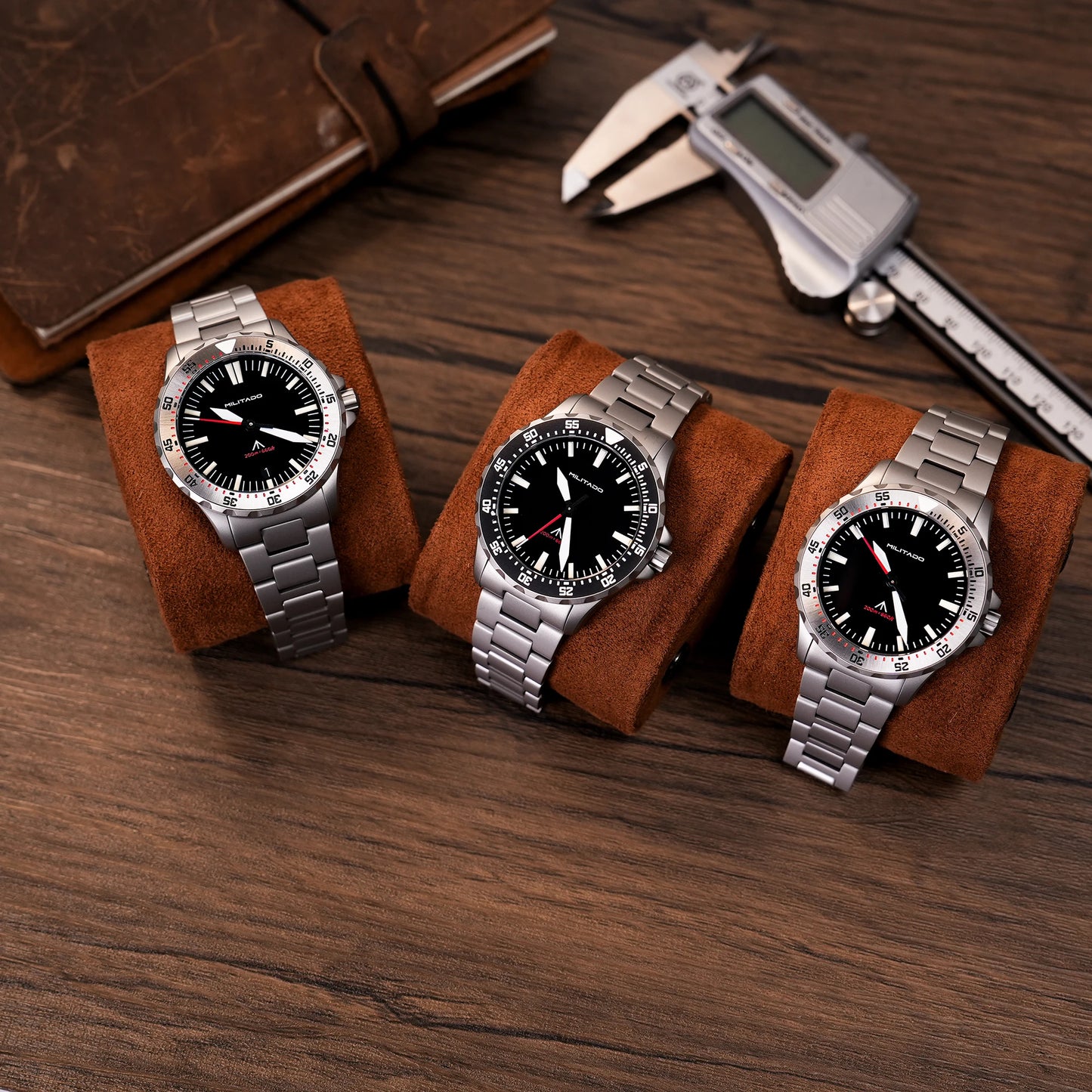Militado ML16 Watch VH31 Sweep /515 Quartz Movement Sapphire Crystal BGW9 Luminous 200m Water Resistance 38mm Men's Vintage Wath