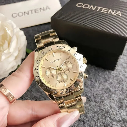 CONTENA Women's Top Brand Quartz Watch Classic Elegant Ladies Watch Luxury Stainless Steel Women Wristwatch Clock montre femme