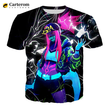 Sexy Akali 3D Print T-shirt League Of Legends T Shirt Men Women Fashion Casual Harajuku Style Tshirt Streetwear Cool Tops