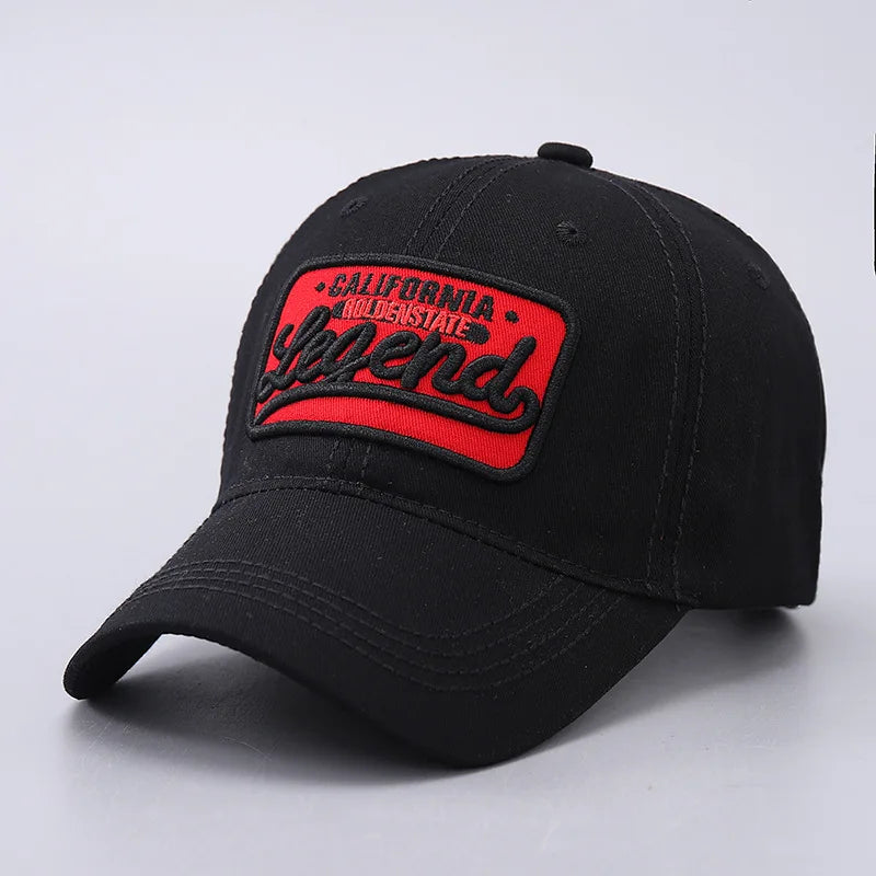 Cappellino da baseball con lettera ricamata in 3D, cappellino LEGEND in puro cotone con visiera ricurva e finitura lavata, adatto agli sport all’aria aperta e alla protezione dal sole
