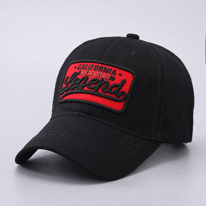 Cappellino da baseball con lettera ricamata in 3D, cappellino LEGEND in puro cotone con visiera ricurva e finitura lavata, adatto agli sport all’aria aperta e alla protezione dal sole