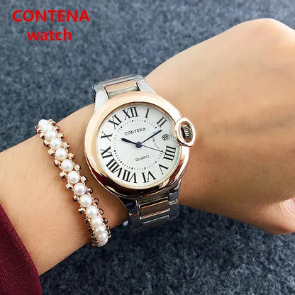 New Brand Luxury Stainless Steel Men and Women Luxury Atmosphere Quartz Watches Fashion Blue Balloon Women Date Watch Suit