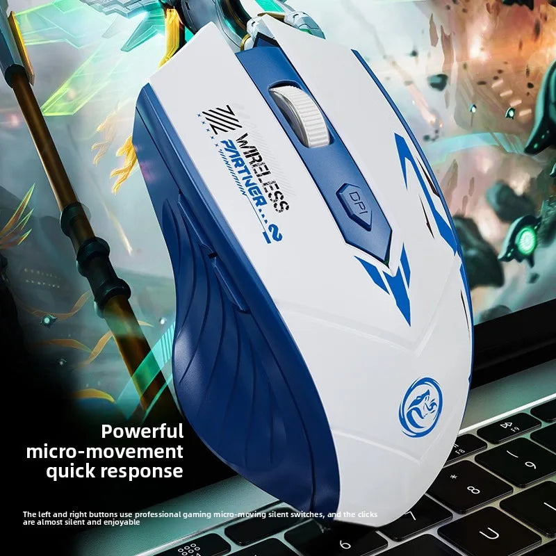 Wireless Gaming Mouse 2.4G Bluetooth Rechargeable Silent Mouse, Dual Mode Wireless Gaming Mouse with 6 Buttons, Adjustable DPI, Ergonomic Mouse for PC, Laptop & Mac